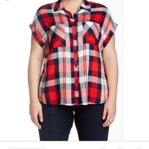 🐝 Como Vintage plaid short sleeve top
